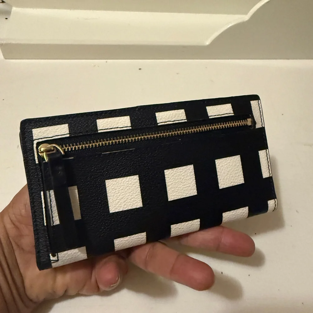 Kate Spade Pop Art Check Stacy Bifold Wallet Grove Street Printed Black. New - Picture 7 of 10